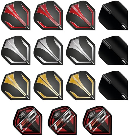 RED DRAGON Hardcore Selection Lot d'ailettes de fléchettes standard extra épaisses, ., coloris assortis