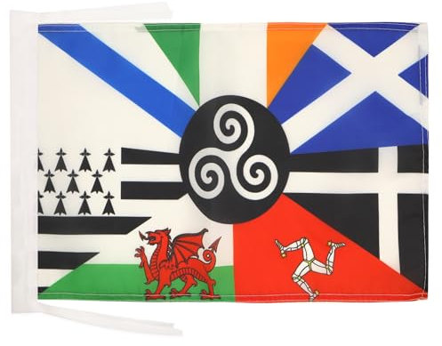 AZ FLAG Bandiera Celta Sei Nazioni 45x30 cm - Bandierina Celtica - Paesi Celtici 30x45 cm Cordicelle