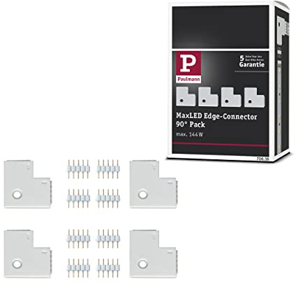Paulmann 70616 MaxLED Eckverbinder für LED Strip 90° Weiß Stripe Zubehör 4er-Pack inkl. 8 Steckverbinder für Innen- und Außenecken