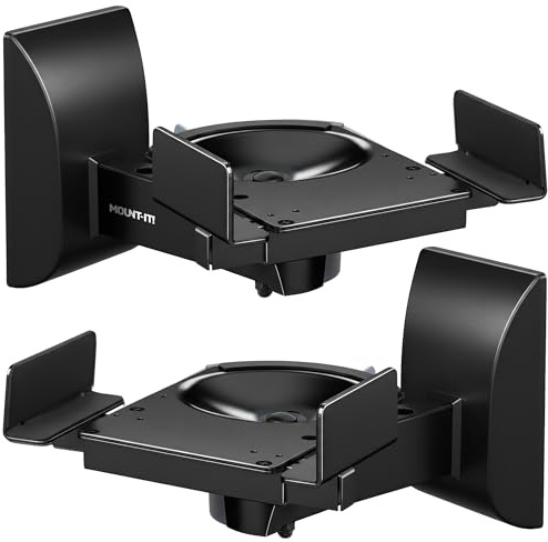 Mount-It! Speaker Wall Mounts, Pair of Universal Side Clamping Bookshelf Speaker Mounting Brackets, Large or Small Speakers, 2 Mounts, 55 Lbs Capacity, Black (MI-SB37)