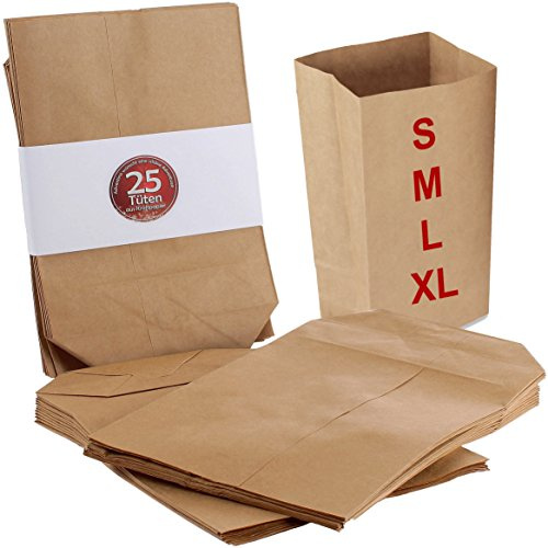 25 Adventskalender Tüten aus Kraftpapier für Adventskalender zum befüllen, Größe S (9 x 16 cm), Geschenktüten zum selbst befüllen, Papiertüten zum Adventskalender basteln, mit Boden, ungefädelt, Set