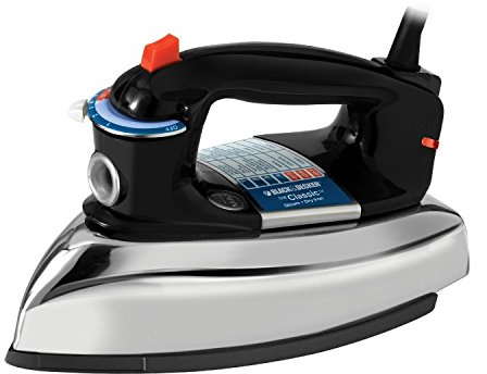 BLACK+DECKER The Classic Iron, F67E-T, Aluminum Soleplate, Steam or Dry Ironing, 7 Temperature Settings, Anti-Drip