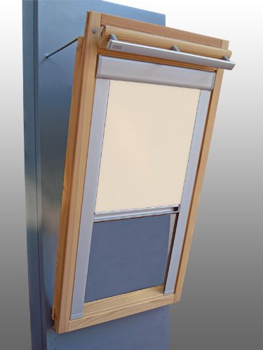Verdunkelungsrollo Rollo Thermo creme mit Seitenschienen für Velux DKL/DKU-EP GGU,GPU,GHU,GTU C04 ALU