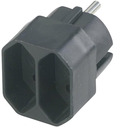 REV Übergangsstecker 2-Fach schwarz Eurosteckdosen