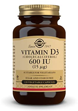 Solgar Vitamin D3 (Cholecalciferol) 600 IU (15 µg) Vegetable Capsules - Pack of 120 - Keeps bones and teeth healthy, Supports Muscle Function and Immunity - Vegetarian