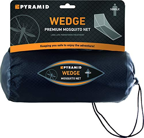 Pyramid Premium Mosquito Net - Single Wedge Permethrin Treated in White for Single Bed