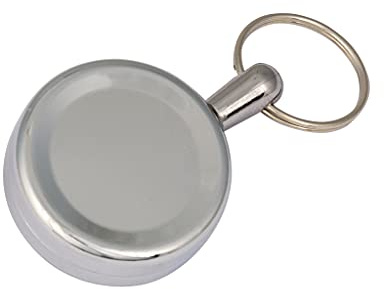 WEDO 2624028 Gürtel Clip, mit ausziehbarer Schlüsselschnur 60 cm, Metall Gehäuse, chrom