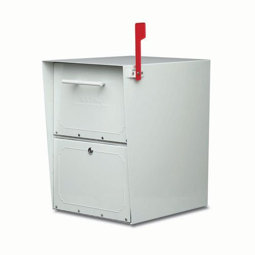 Architectural Mailboxes Oasis Classic Stainless Steel, Locking, Post Mount Parcel Mailbox, Pearl Grey, 6200G-06