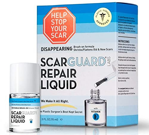 Scarguard - Invisible Brush-On Silicone Sheet with Vitamin E - Scar Removal for Keloids, Burn Scars, Surgery Scars, Stitches, Cuts - No Ugly Scar Sheets, Cream or Messy Scar Gel Needed