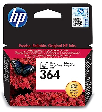 HP 364 Foto, Original Druckerpatrone | Tinte für Photosmart B210c, B110c, B110e, B8550, 7520, HP DeskJet 3520, 3522, 3524, ~130 Seiten (CB317EE)