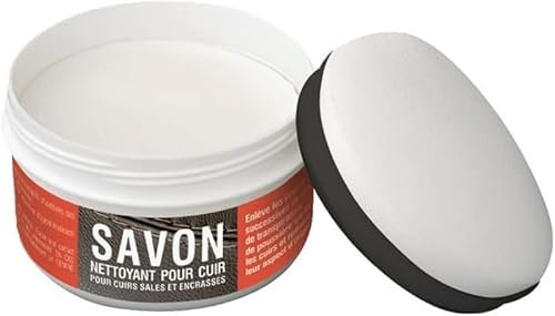 Laco - Savon Nettoyant Régénérant, Pot de 250ml, Nettoyage des Cuirs Sales et Encrassés, Entretien du Cuir, Non toxique, Inodore, Éponge comprise
