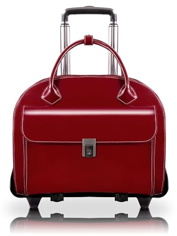 McKlein GLEN ELLYN15 Leather Detachable -Wheeled Ladies' Laptop/Computer & Tablet Business Briefcase Bag/Women's Rolling Overnight Travel Bag, Removable trolley case
