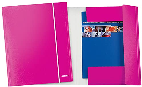 Leitz Aktendeckel mit 3 Klappen, Kapazität 150 Blatt, Format 25 x 35 cm, Verschluss mit Gummizug, Karton laminiert, WOW Fucsia metallizzato