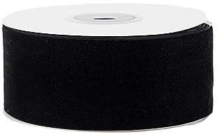 Creativery Samtband 50mm x 5m Rolle - Farbauswahl in 3/6/10/25/50mm - farbecht & waschbar - Schleifenband zum Nähen - Geschenkband zum Verpacken Dekorieren Basteln - Schwarz 030