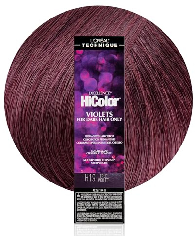 L'Oréal Technique HiColor Violet & Blacks Permanent Hair Color - Anti-Breakage Ceramide R Complex, Multi-Lift with No Brassiness, For Dark Bases, Long Lasting Color, True Violet H