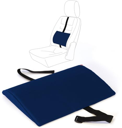 SISSEL® Autolendenkissen Tour Blau | Ergonomische Lendenstütze für PKW | Höhenverstellbar, PU-Schaum & 100% Baumwollbezug | Universal Rückenlehne für Sitzkomfort & Rückengesundheit