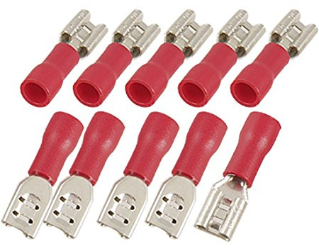 sourcing map FDD 1-187 Pre Insulated 5mm Width Female Spade Crimp Connectors 10 Pcs