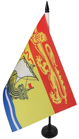 AZ FLAG Drapeau de Table Nouveau-Brunswick 21x14 cm Socle Plastique | Usage intérieur Drapeau de bureau du Nouveau-Brunswick New Brunswick finition cousue et bords renforcés polyester 100D