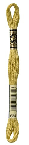 DMG Plaid Baumwollfaden, bunt zum Nähen, 8 m, 12 Stück, sehr hell goldfarben oliv