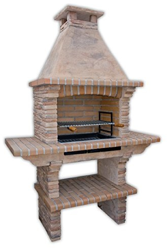 Light Stone Masonry Barbecue BBQ With Grill and Side Tables