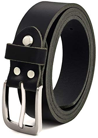 Fa.Volmer ® Gürtel Herren Ledergürtel aus Büffelleder für Männer Jeans Anzug Echtleder Schwarz 30mm breit kürzbar #GSw300801 (Bundweite 85cm = Gesamtlänge 100cm)
