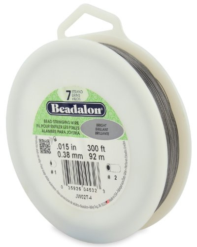 Beadalon 7 Strand Stainless Steel Bead Stringing Wire, 0.015 in / 0.38 mm, Bright, 300 ft / 91 m