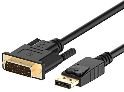 Rankie Verbindungskabel, DisplayPort auf DVI, Vergoldet 1080P DisplayPort DP auf DVI Kabel, 1,8m, Schwarz, mit Laptop