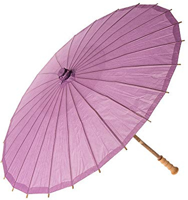 Luna Bazaar 32-Inch Lavender Paper Parasol Umbrella - Chinese/Japanese Paper Umbrella - for Weddings and Personal Sun Protection