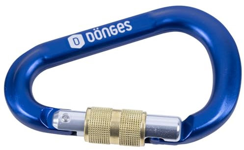 Dönges HMS-Karabiner, 112 x 72 mm (Karabinerhaken Halbmastwurf Karabiner Schlüsselkarabinerhaken Schraubkarabinerhaken) Material: Aluminium/Farbe: blau eloxiert/Norm: geprüft nach EN 362, EN 12275