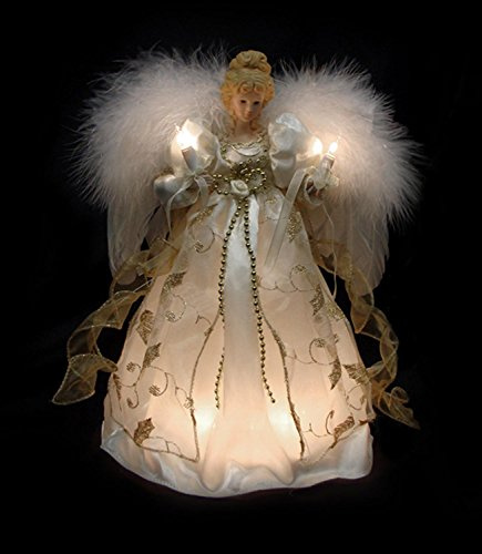 VCO 12 Lighted Cream & Gold Angel Christmas Tree Topper - Clear Lights