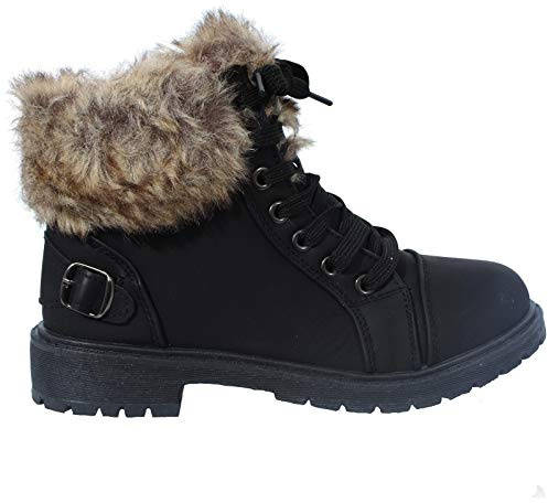 CORE COLLECTION Ladies Faux Fur Grip Sole Winter Warm Ankle Womens Boots Trainers Shoes Size 3-8 (Black, Numeric_7)