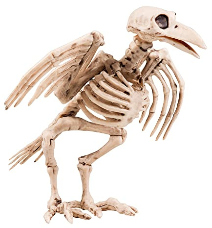 Boland 72093 - Deko-Figur Krähenskelett, Größe ca. 18 cm, aus Kunststoff, Knochen, Skelett, Dekoration, Halloween, Karneval, Mottoparty