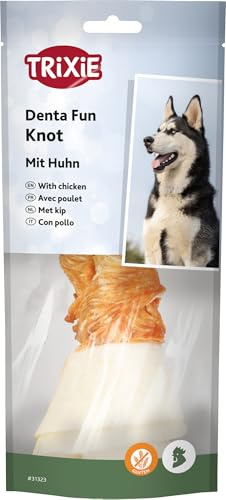 TRIXIE Hundeleckerli Denta Fun Knot mit Huhn, zur Zahnpflege – 70 g, 15 cm | Zahnpflege-Kauartikel mit strukturierter Oberfläche – schmackhafte Belohnung fürs Training, ideal für zwischendurch