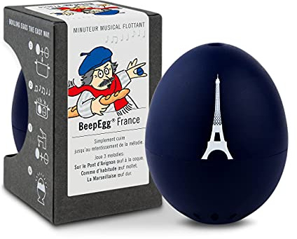 PiepEi France - Singende Eieruhr zum Mitkochen - Eierkocher für 3 Härtegrade - Paris Geschenk mit Eiffelturm - Lustiges Kochei - Musik Eggtimer - Brainstream