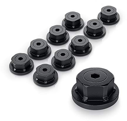 OZCO 10 Pcs Hex Cap Nut Covers with Plugs 1-1/2″ | Decorative Lag Bolt and Hex Nut Covers for Pergola, Deck, Pavilion and Outdoor Wood Structures | Powder-Coated Alloy Steel Hardware