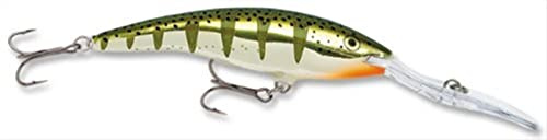 Rapala - Deep Tail Dancer fiskedrag – fisketillbehör av balsaträ – stabil dykspade – sötvatten spinnbete – löpdjup 9 m – fiskbete 11 cm, 22 g – tillverkad i Estland – Flash Yellow Perch
