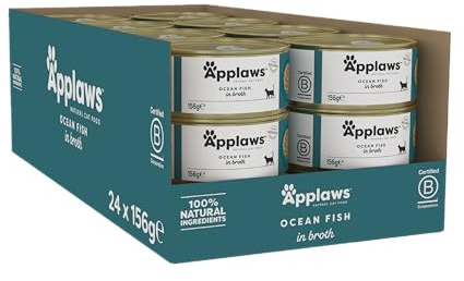 Applaws 100% Natural Cibo Umido per Gatti, Gusto Pesce Oceano - Confezione da 24 lattine da 156 g