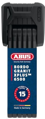 ABUS Faltschloss Bordo Granit XPlus 6500/85 ST mit Schlosstasche - Fahrradschloss aus gehärtetem Stahl - ABUS-Sicherheitslevel 15 - 85 cm - Schwarz