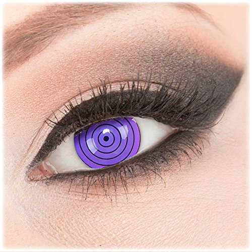 Funnylens 1 Paar farbige 17mm Crazy Fun violet rinnegan Jahres Kontaktlinsen. Perfekt zu Halloween, Karneval, Fasching oder Fasnacht mit gratis Kontaktlinsenbehälter ohne Stärke!