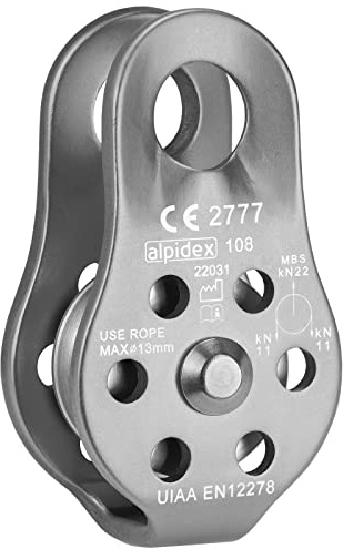 ALPIDEX Poulie de Renvoi 22 KN | Fix Pulley | Poulie de Mouflage | Norme EN12278 | Câbles Jusqu'à 13 mm Diamètre | Palan à Câble | Treuil Guide Câble | Oulies de Levage, Couleur:Argentine