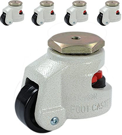 Heavy Duty Wheels Set 4pcs KATSU Juego de 4 Ruedas Giratorias para Trabajo Pesado, Ruedas Giratorias de Nivelación Móviles GD-100S para Máquina Retráctil Maquinaria Pesada Mesa (Silver, 100S)