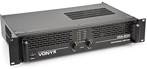 Vonyx VXA-800 Amplificador Profesional 2 x 400 vatios, conexión Puente, Amplificador estéreo, Ideal para Pubs, Clubs, discomóvil, DJ.