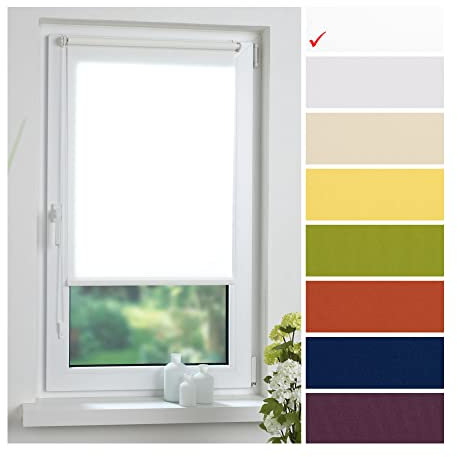 Liedeco® Rollo Klemmfix - 80 x 150 cm weiß (Breite x Höhe) / lichtdurchlässig Blickdicht und stufenlos verstellbar/leichte Innen-Montage ohne Bohren mit Klemmträger / 123 montiert