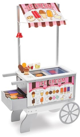 Melissa & Doug - Chariot Ambulant Snacks Et Sucreries 40 Pièces - Chariot en Bois Enfant - Jeu Imitation - Jouet en Bois - Jouet D'Activité, Développement Et Apprentissage - Cadeau Enfant 3 Ans Et +