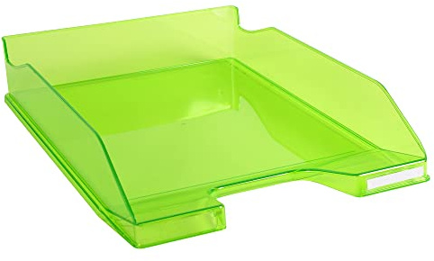 Exacompta - Ref 113297D - 6 COMBO MIDI brevkorgar - mått 34,6 x 25,5x 6,5 cm - för A4 + dokument - färg äppelgrön transparent glansig - kan staplas vertikalt eller på trappsteg