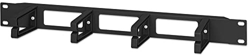 Intellinet 19 Inch Cable Management Panel, 1U, 4 Long Plastic Rings, Black