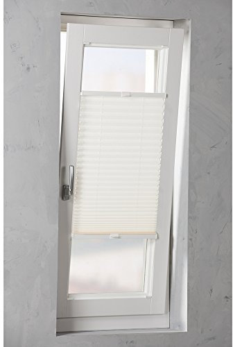 Original Easy-Shadow Plissee verspannt Faltstore in der Farbe weiß / Breite 57 cm x Höhe 130 cm / 57x130 cm - Montage im Rahmen in der Glasleiste / Maßanfertigung