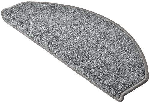 Beautissu 15x Anti Slip Stair Carpet Treads Self Adhesive 28x65 cm ProStair - Indoor Round Stair Runner Carpet for Staircases Protector Mats Pads Noise Reduction & Floor Protection - Light Grey