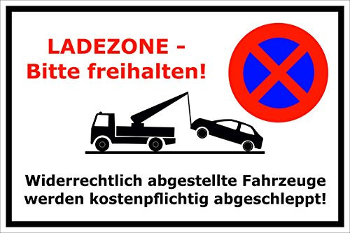 Melis-Folienwerkstatt Parken verboten Schild – Abschleppschild - Ladezone - Bitte freihalten – 30x20 cm – 3mm Aluverbund – Mit Bohrlöchern