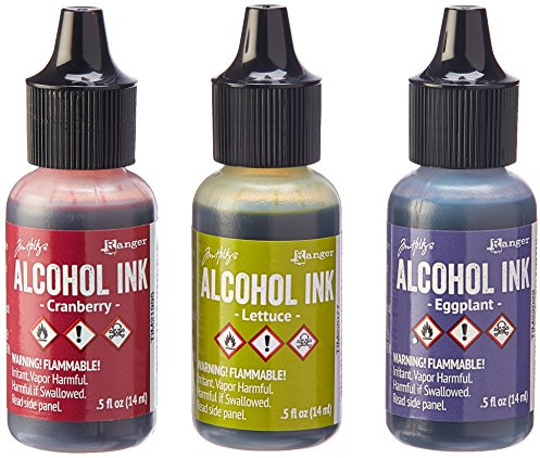 Ranger Tim Holtz Alcohol Ink .5oz 3/Pkg, Farmers Market-Cranberry/Lettuce/Eggplnt, 5.75 x 3.88 x 1